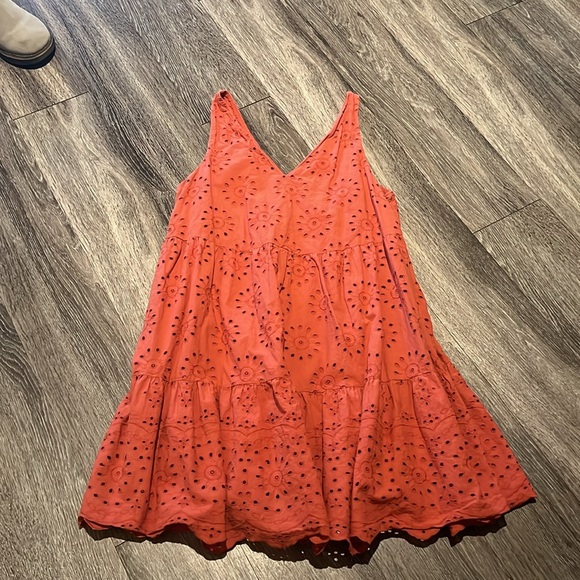 Dresses & Skirts - LOFT orange eyelet cotton dress, sz medium